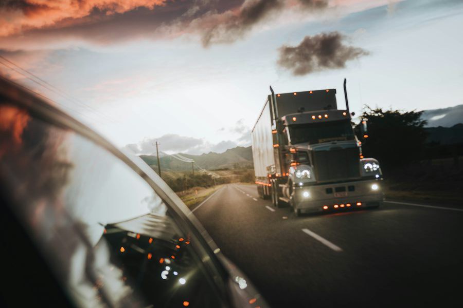 Haulage truck at dusk