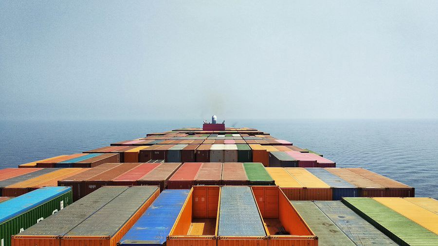 Container ship at sea